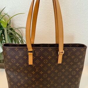 Louis Vuitton Luco  Monogram Tote with Tan Handles